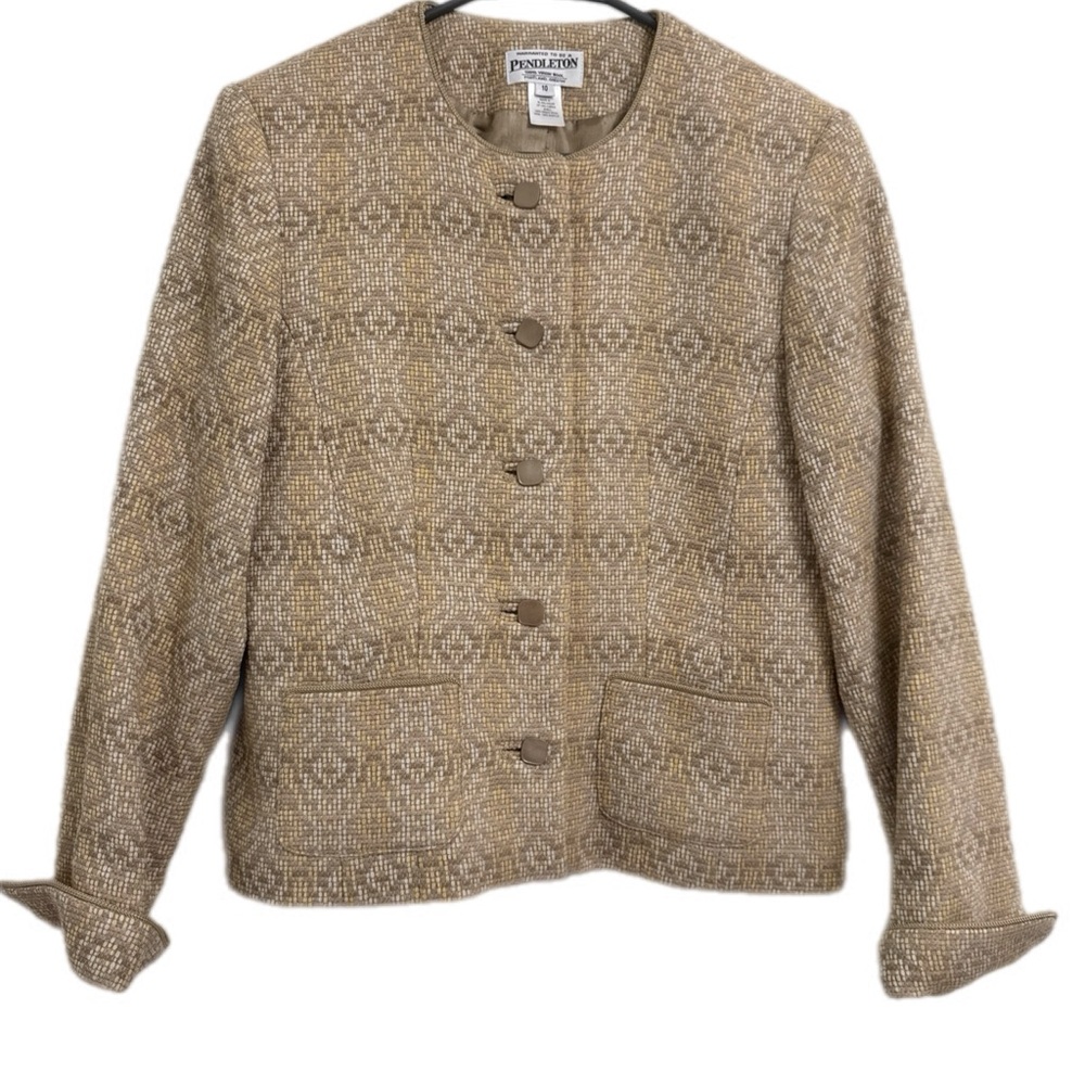 Pendleton 100% Wool Patterned Jacket/Blazer Size … - image 1